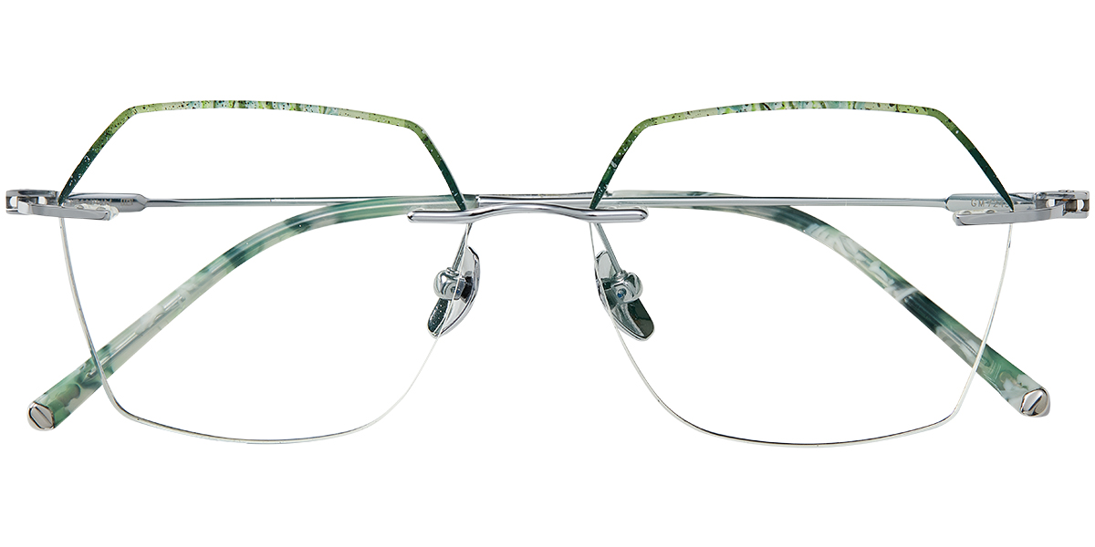Titanium Square Rimless Frame pattern-green