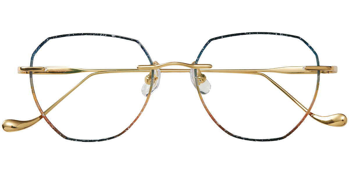 Titanium Square Rimless Frame pattern-blue
