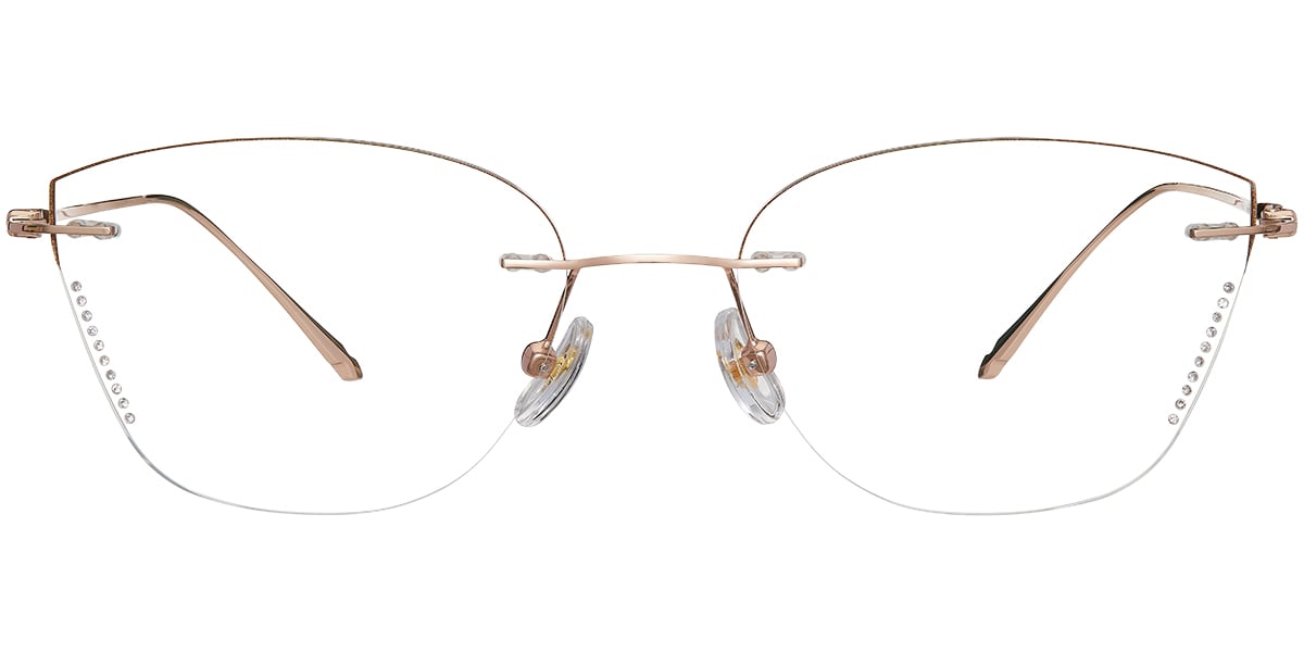 Titanium Cat Eye Rimless Frame rose_gold