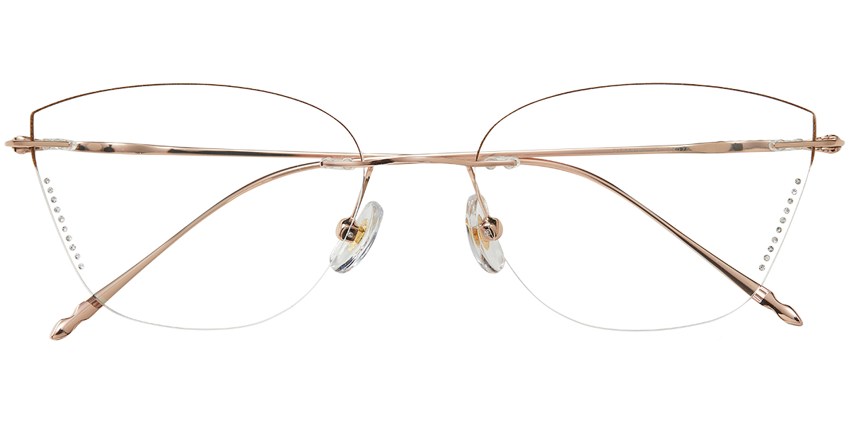 Titanium Cat Eye Rimless Frame rose_gold
