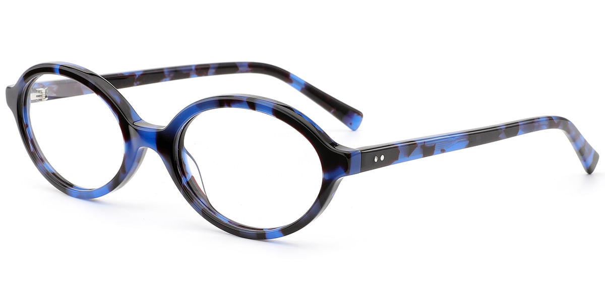 Acetate Oval Frame pattern-blue
