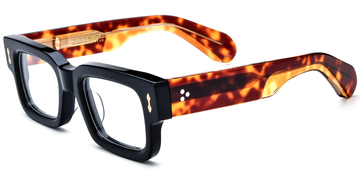 Acetate Rectangle Frame black-gold