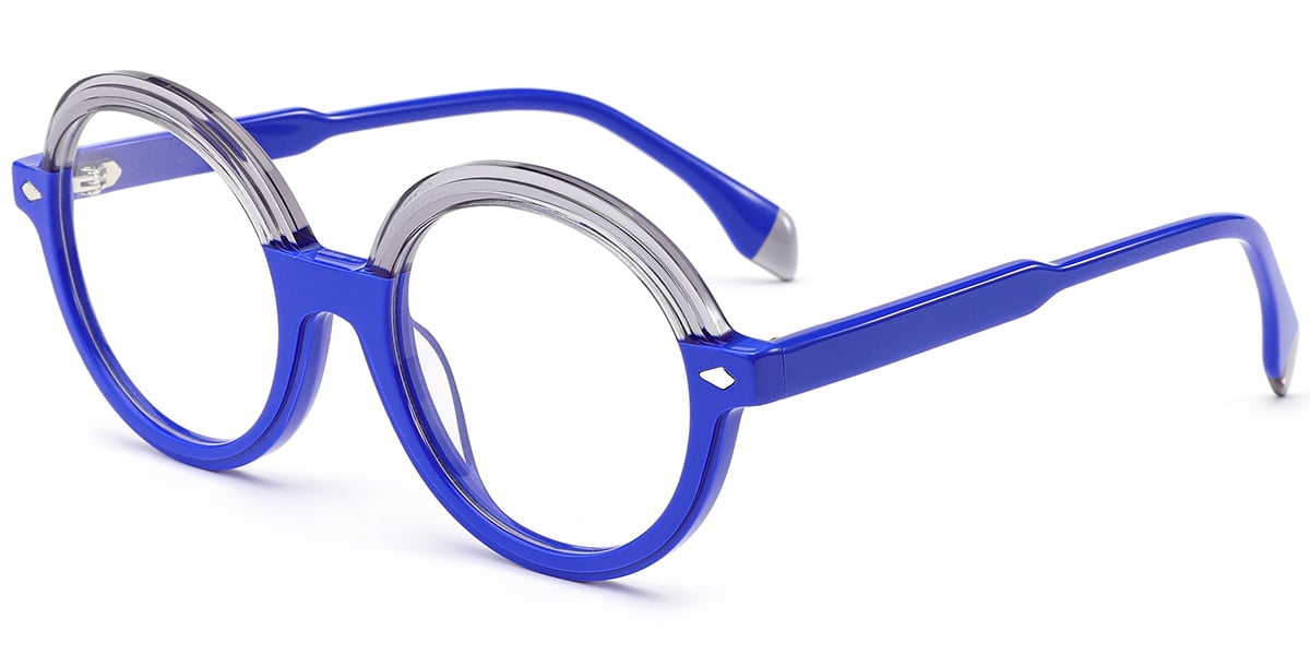 Acetate Round Frame pattern-blue