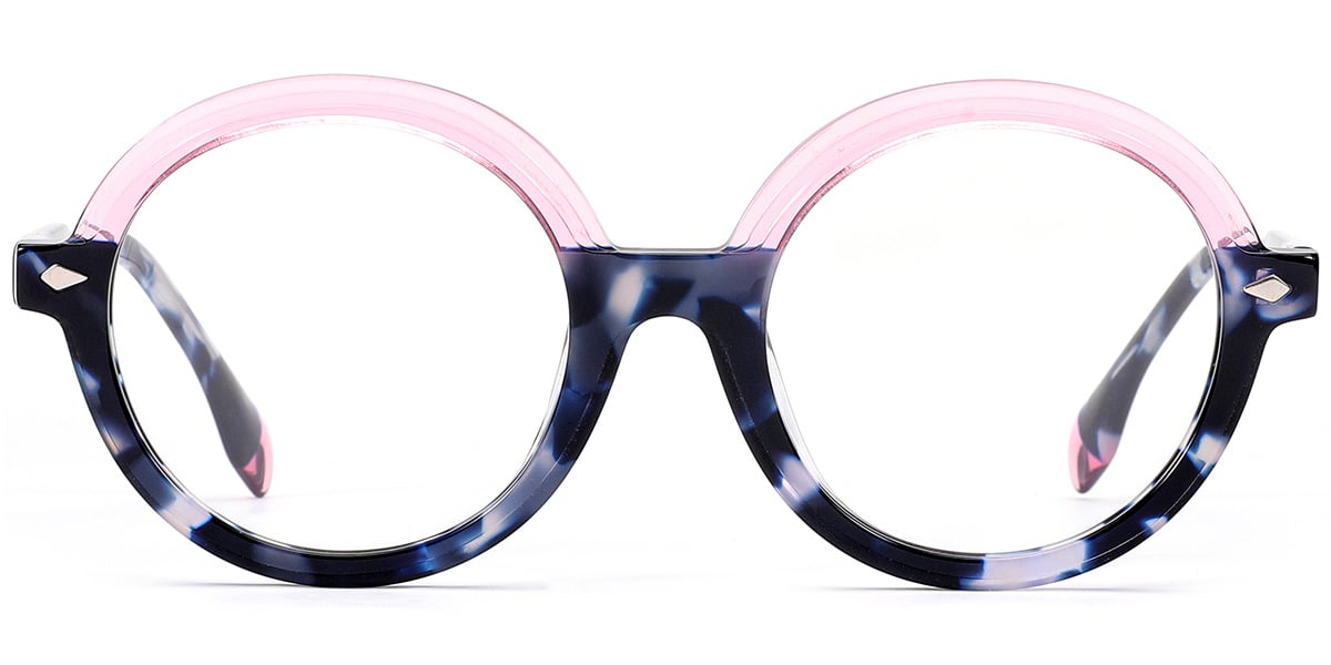 Acetate Round Frame pattern-black