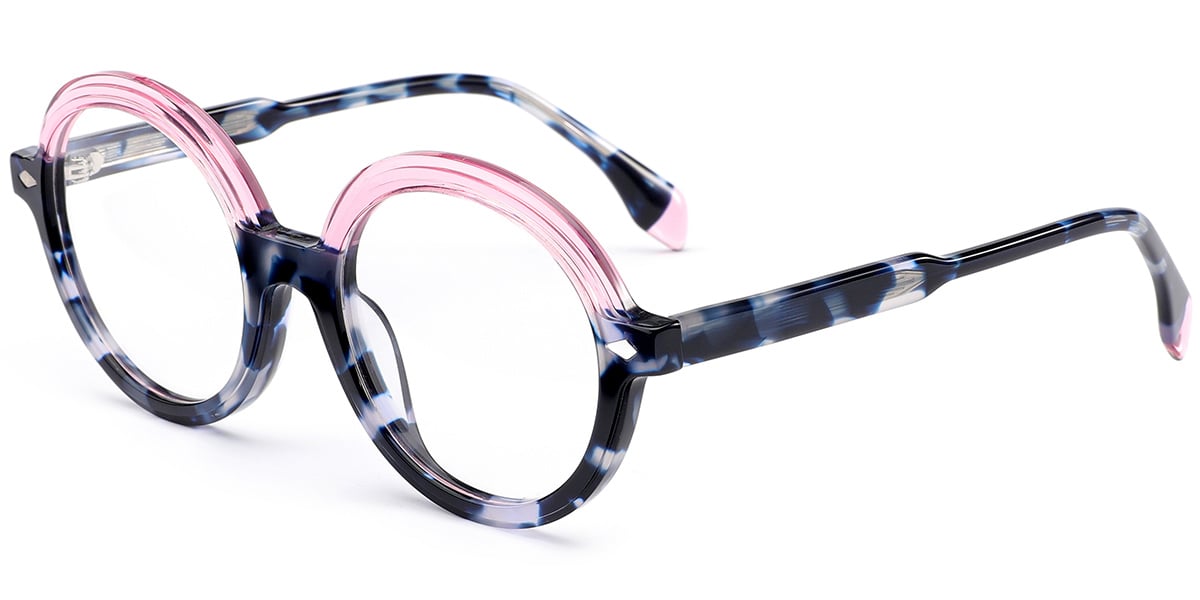 Acetate Round Frame pattern-black