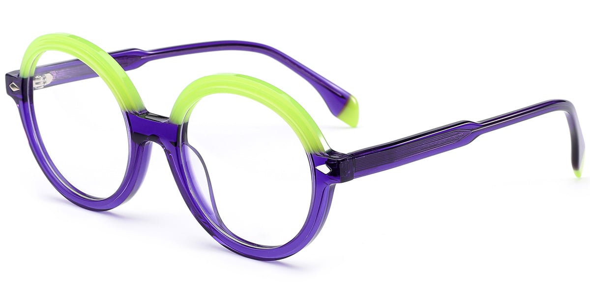 Acetate Round Frame pattern-purple