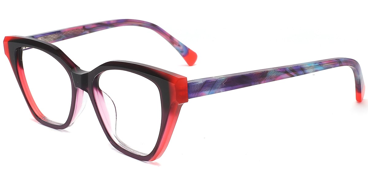 Acetate Cat Eye Frame pattern-purple