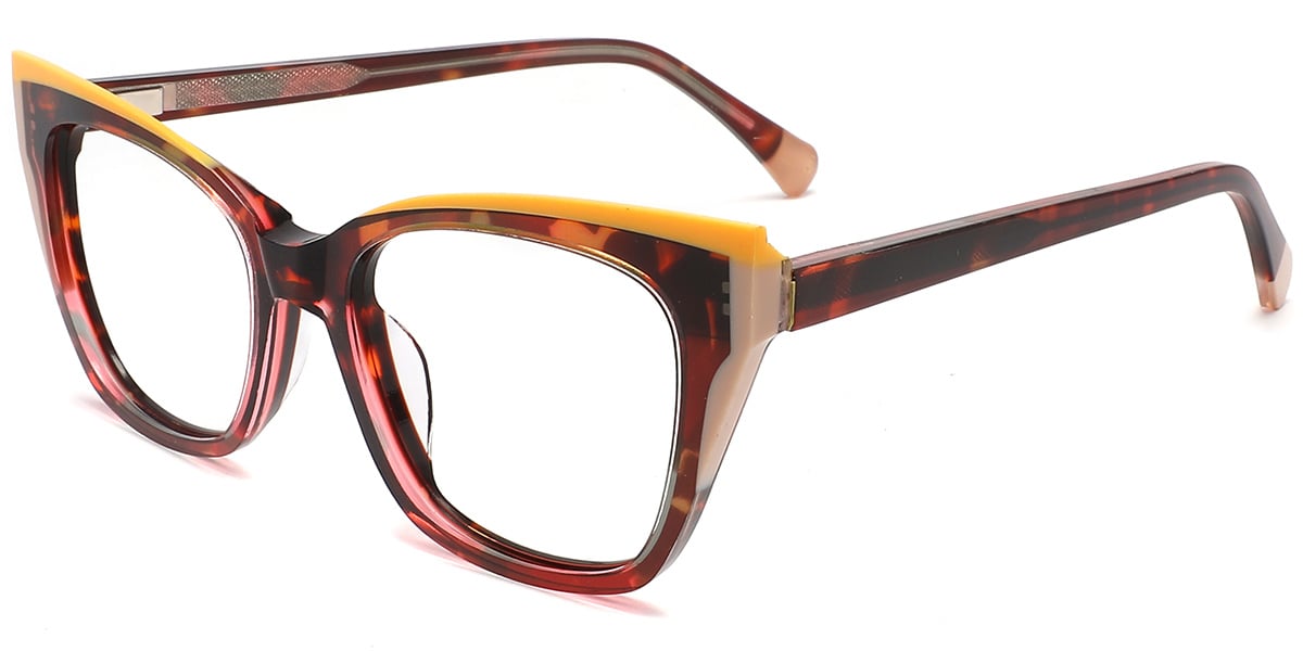 Acetate Cat Eye Frame pattern-brown