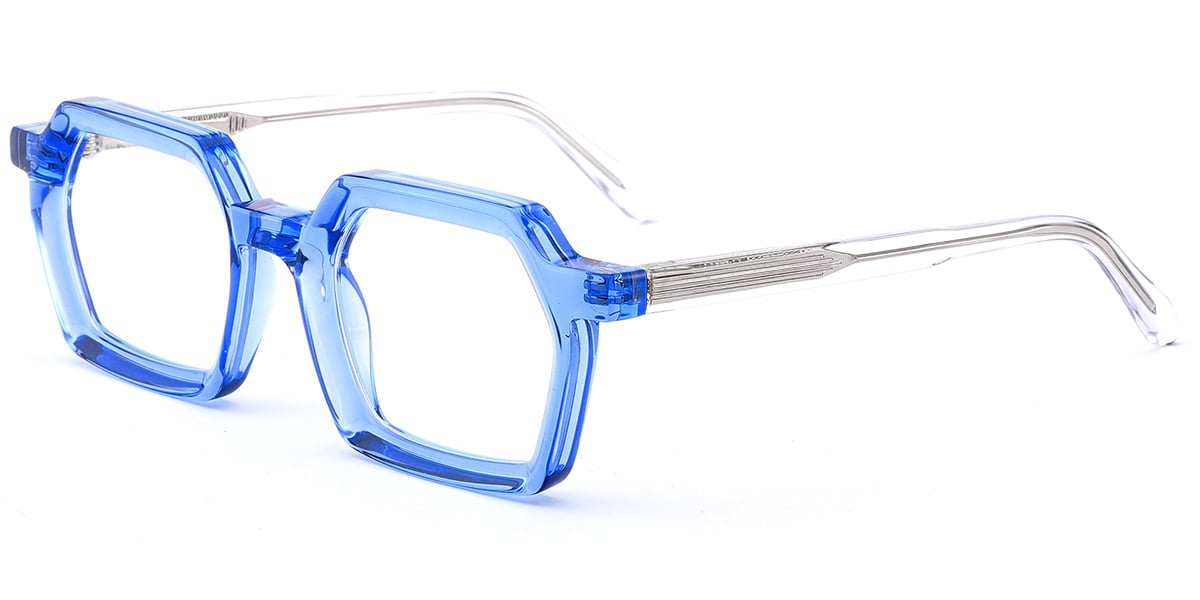 Acetate Square Frame translucent-blue