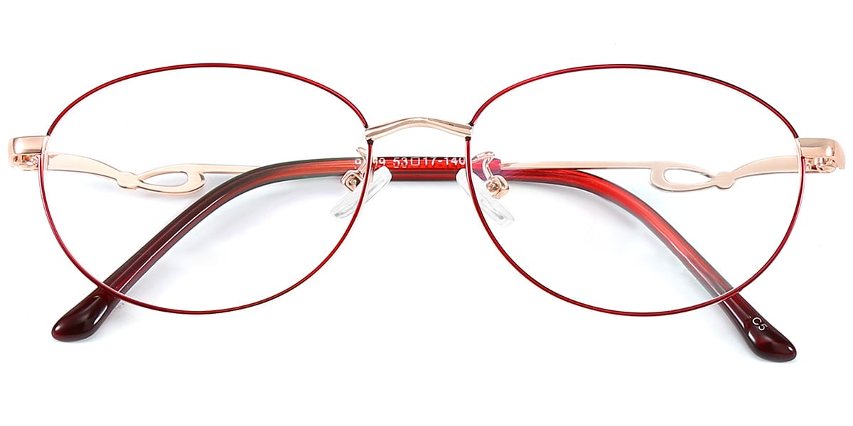 Acetate Oval Frame rose_gold-red