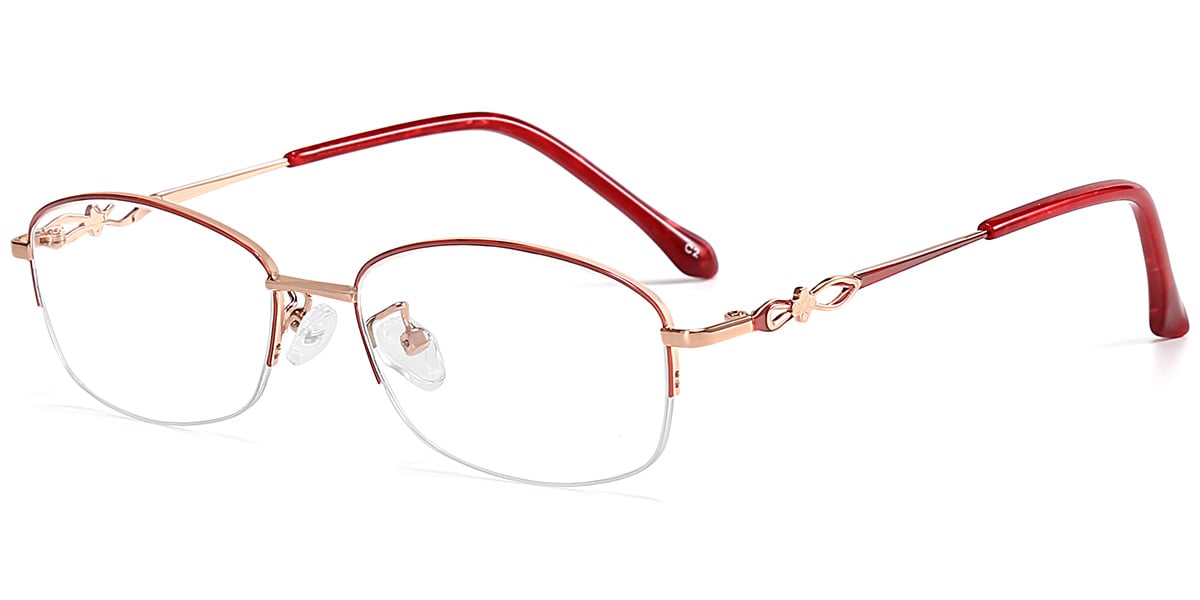 Acetate Oval Frame rose_gold-red