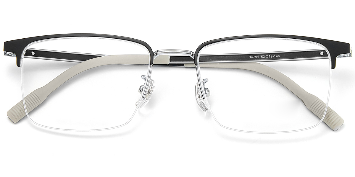Square Browline Frame black-silver