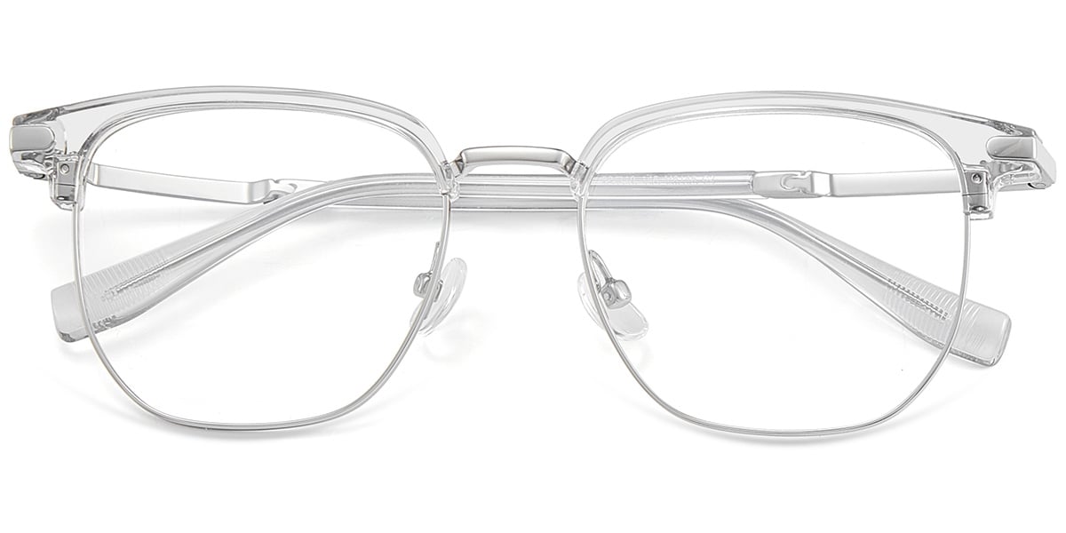 Acetate & Titanium Browline Frame translucent-white