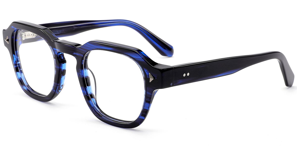 Acetate Square Frame pattern-blue