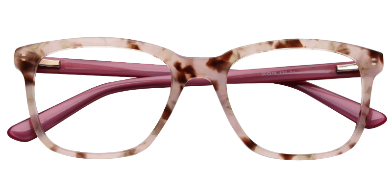 Acetate Square Eyeglasses pattern-pink