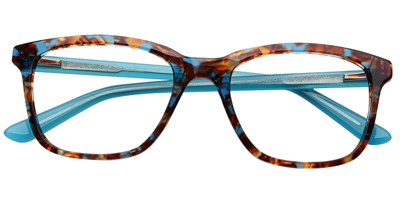 Acetate Square Eyeglasses pattern-blue