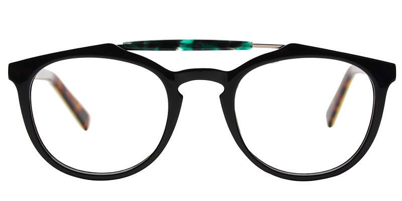 Acetate Aviator Eyeglasses pattern-black