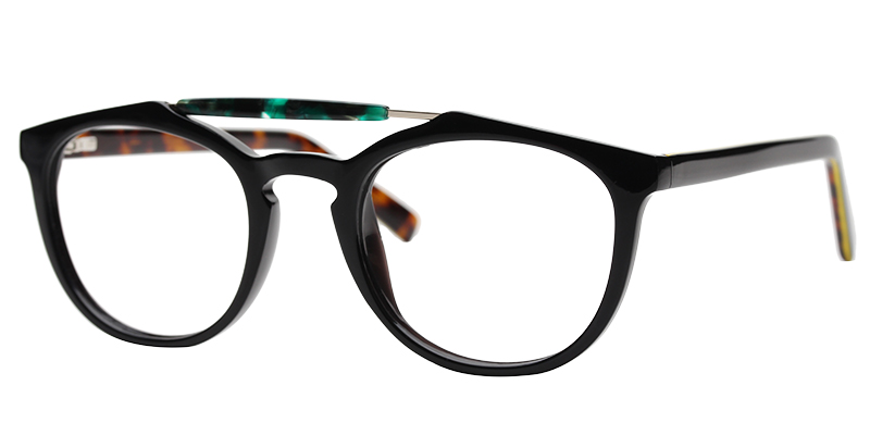 Acetate Aviator Eyeglasses pattern-black