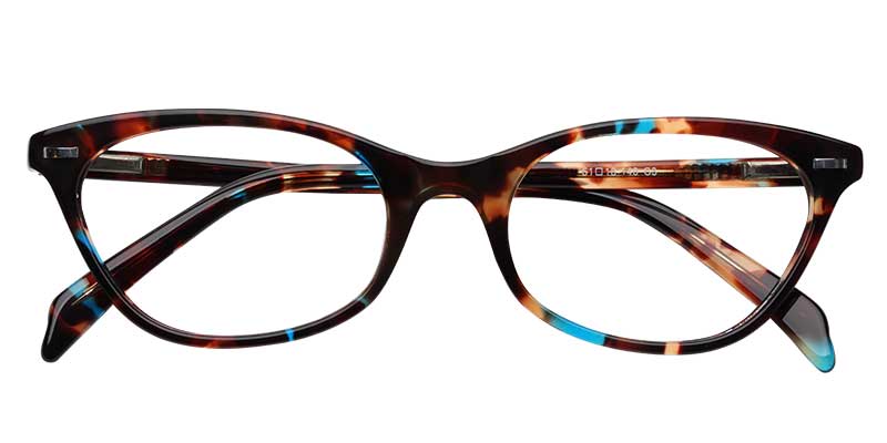 Acetate Oval Eyeglasses pattern-blue