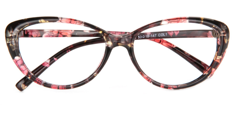 Oval Eyeglasses pattern-red