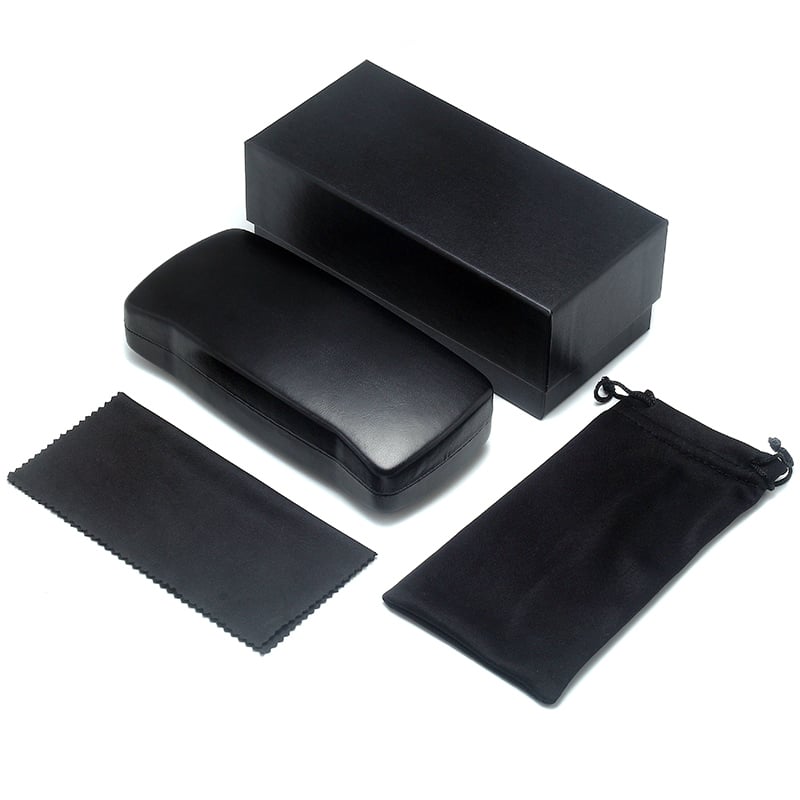 Glasses Case Set(case, box, cleaning cloth, pouch) black