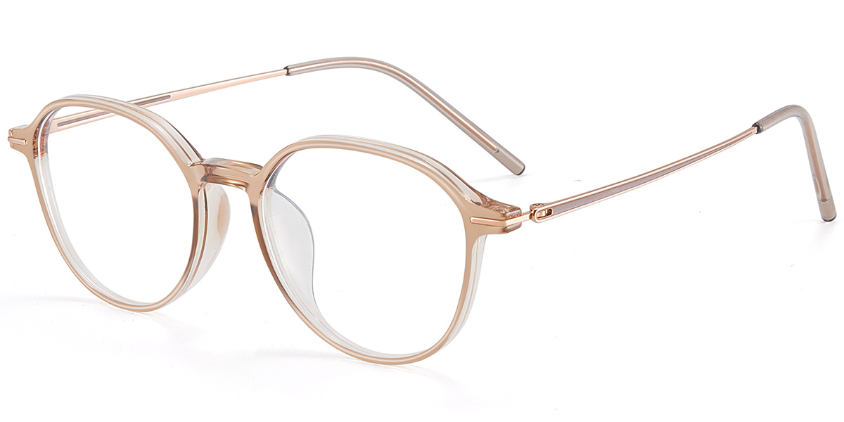 Acetate & Titanium Square Reading Glasses translucent-brown