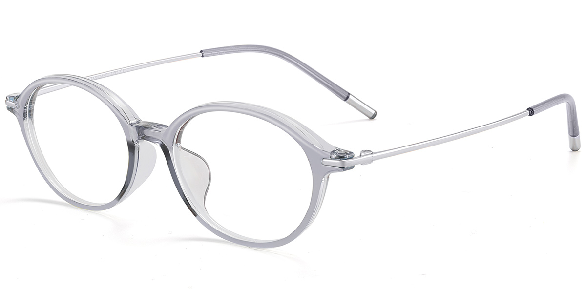 Acetate & Titanium Oval Reading Glasses translucent-grey