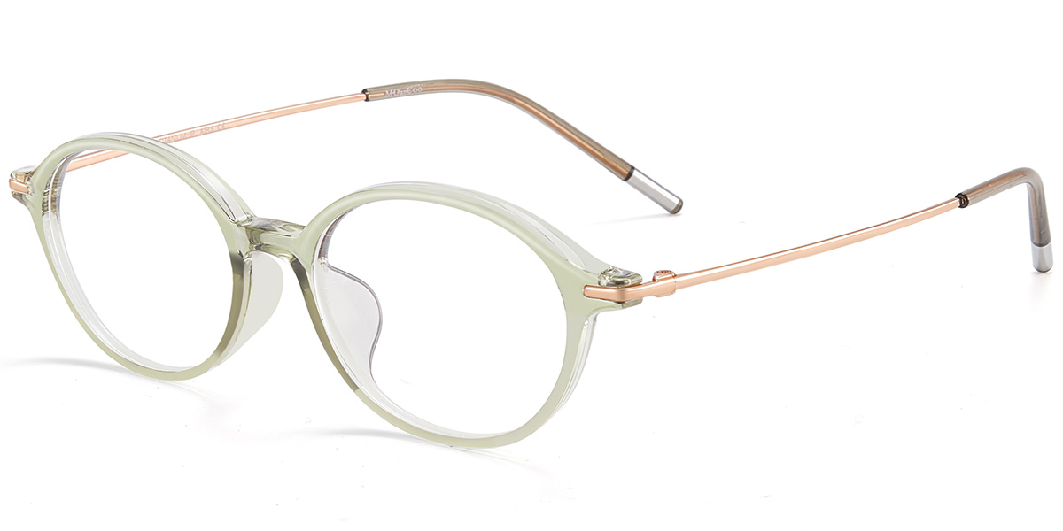 Acetate & Titanium Oval Reading Glasses translucent-green