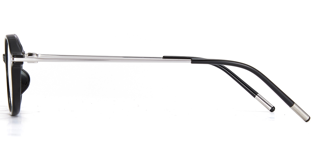 Acetate & Titanium Oval Reading Glasses black-silver