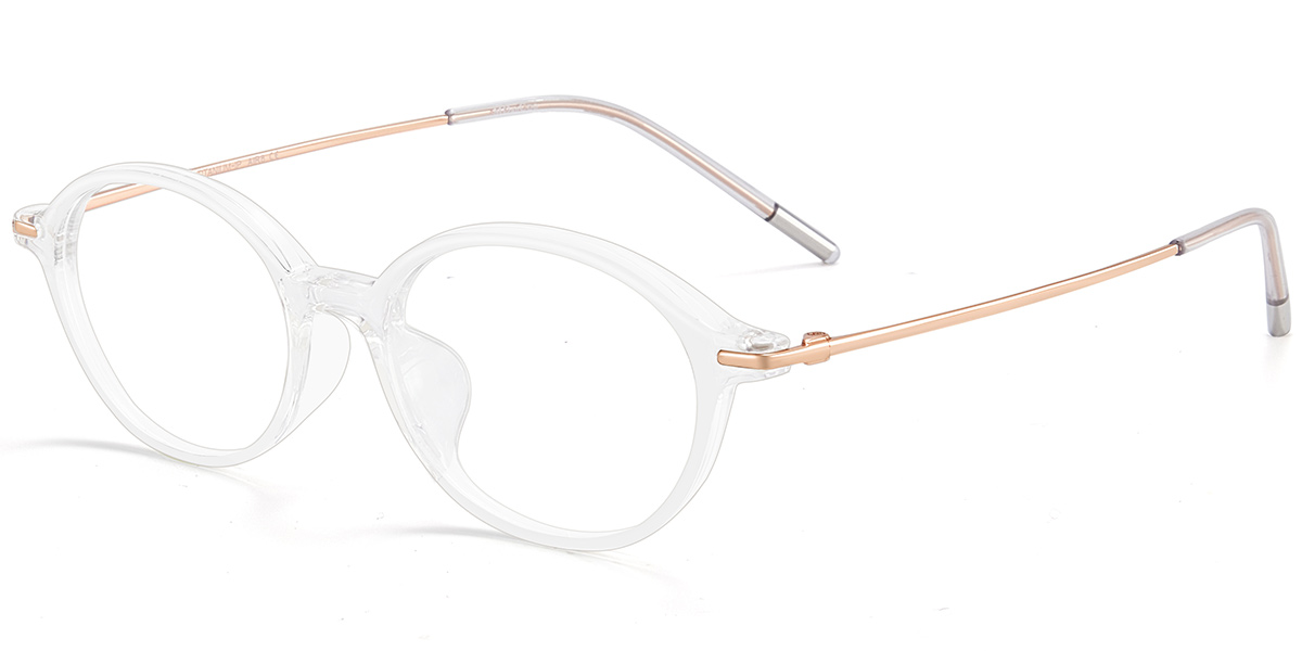 Acetate & Titanium Oval Reading Glasses translucent-white