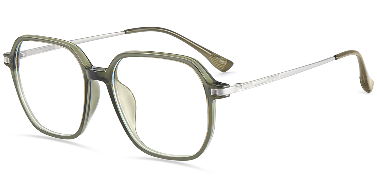 Acetate & Titanium Square Reading Glasses translucent-green