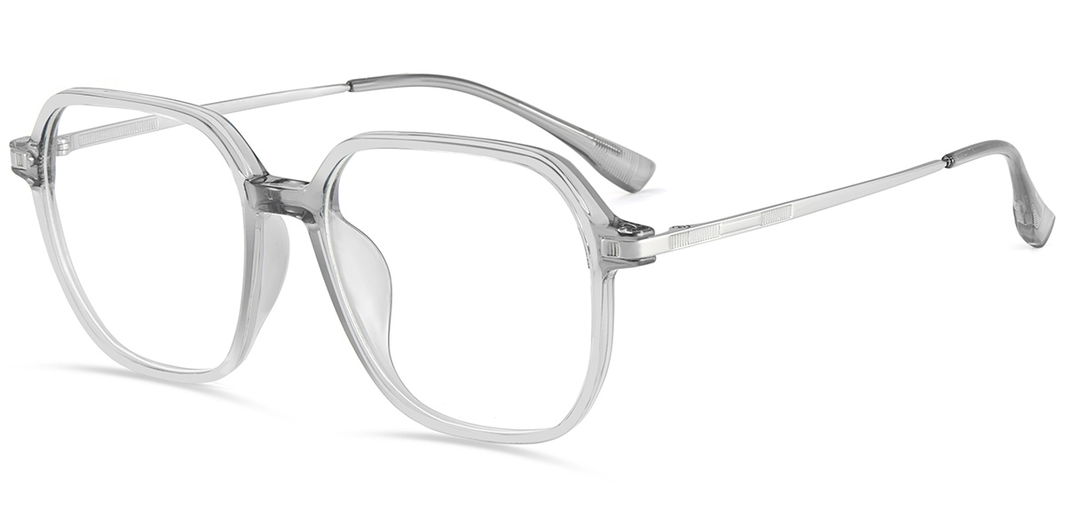 Acetate & Titanium Square Reading Glasses translucent-grey