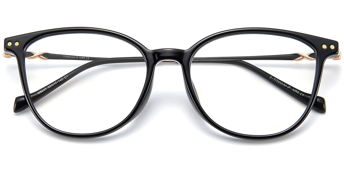Acetate & Titanium Square Reading Glasses black