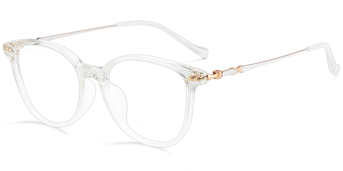 Acetate & Titanium Square Reading Glasses translucent-white