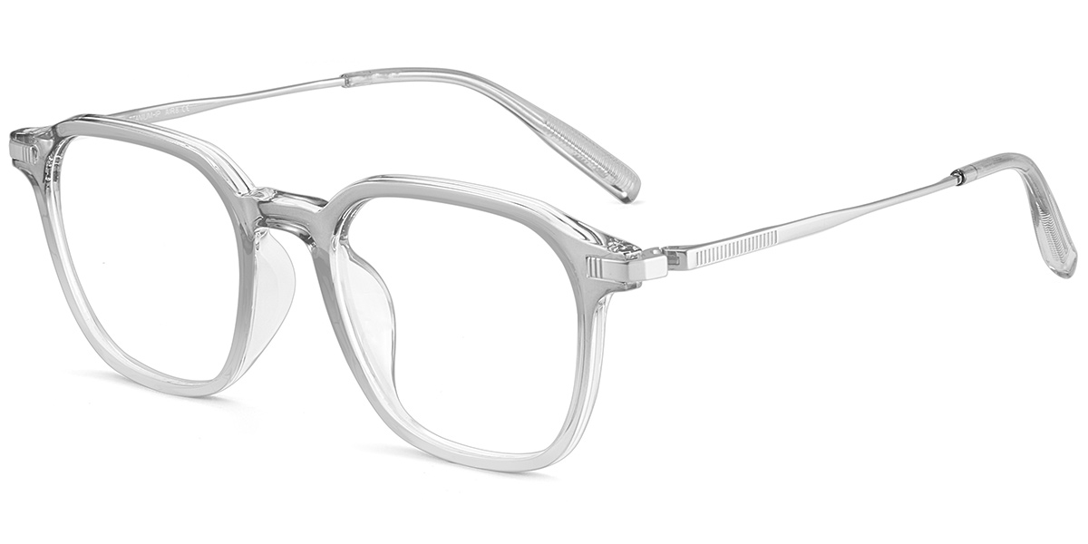 Acetate & Titanium Square Reading Glasses translucent-grey