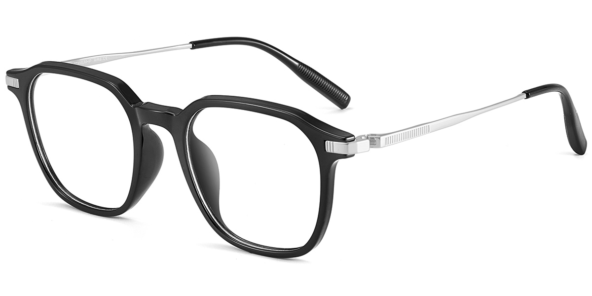 Acetate & Titanium Square Reading Glasses black