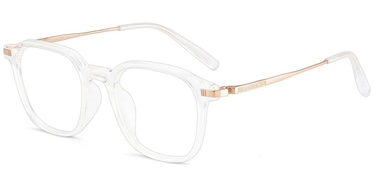 Acetate & Titanium Square Reading Glasses translucent-white