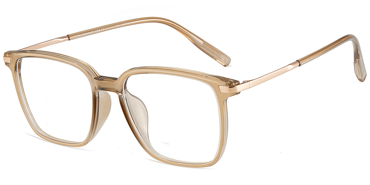 Acetate & Titanium Square Reading Glasses translucent-brown