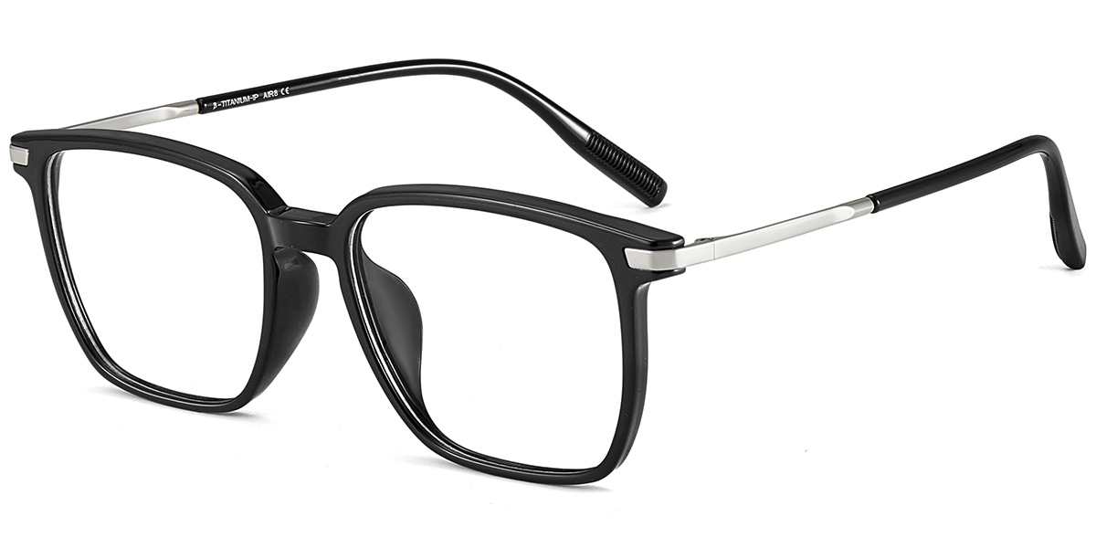 Acetate & Titanium Square Reading Glasses black