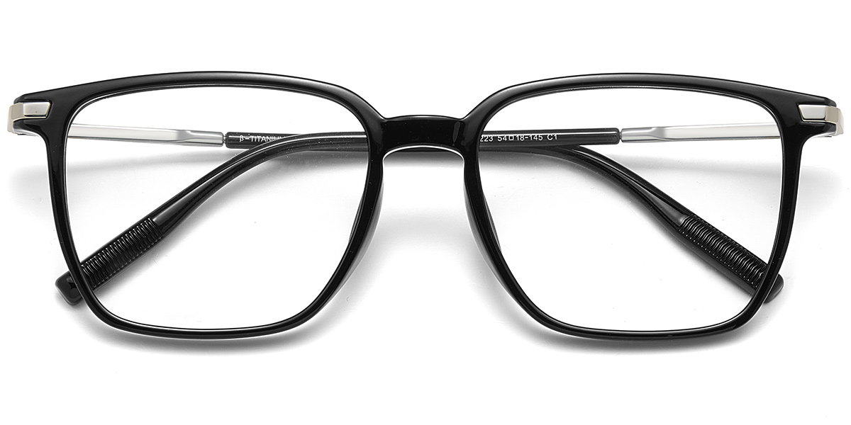 Acetate & Titanium Square Reading Glasses black