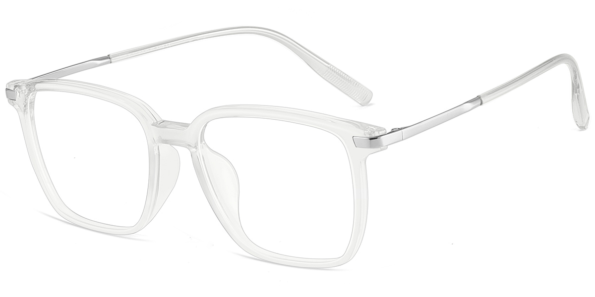 Acetate & Titanium Square Reading Glasses translucent-white