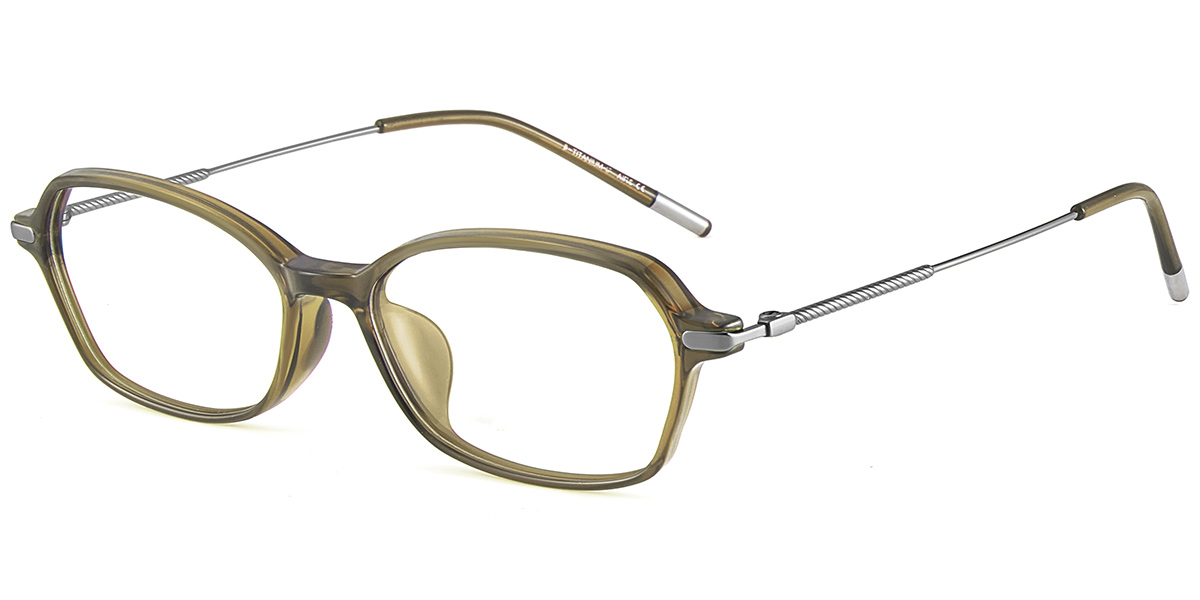 Acetate & Titanium Rectangle Reading Glasses translucent-green