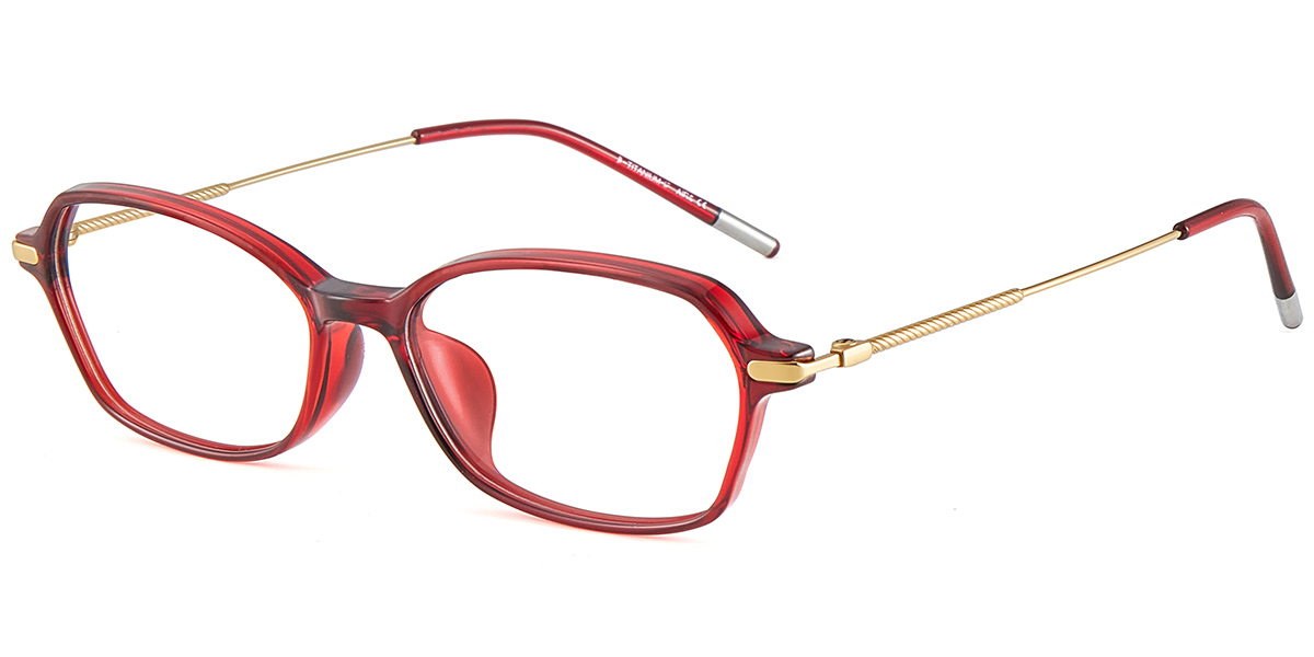 Acetate & Titanium Rectangle Reading Glasses translucent-red