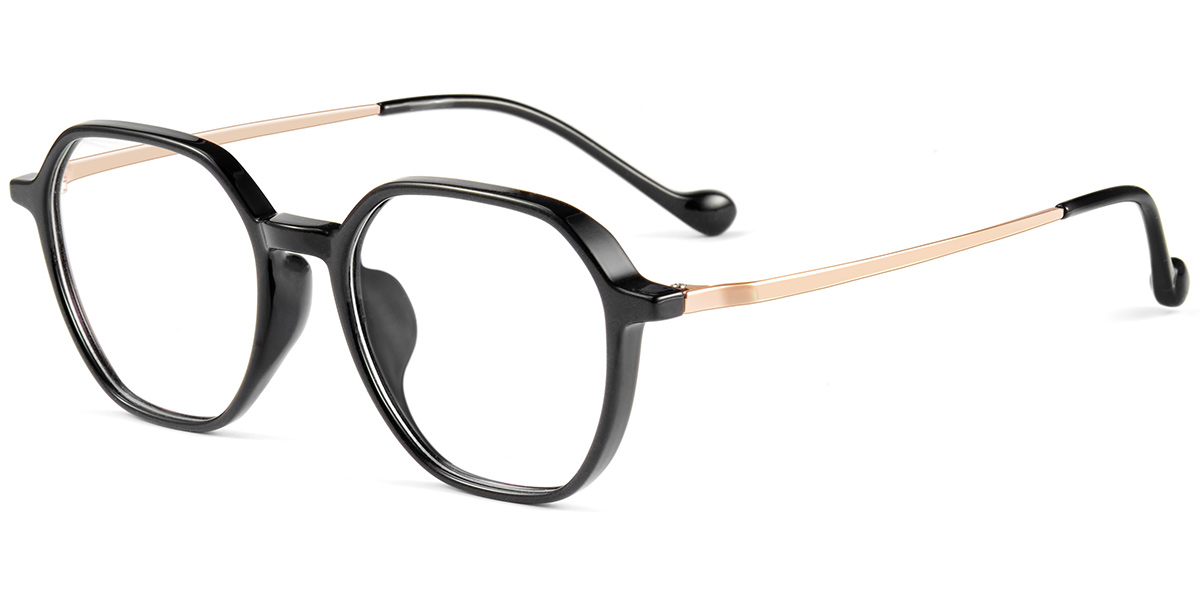 Acetate & Titanium Square Reading Glasses black-gold