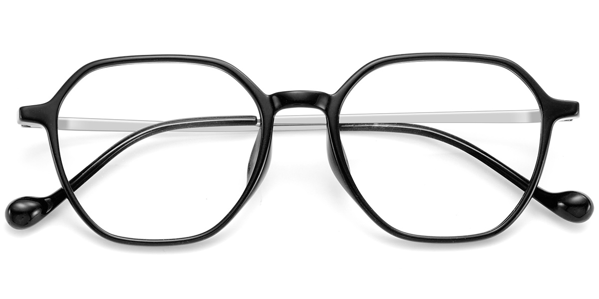 Acetate & Titanium Square Reading Glasses black-silver