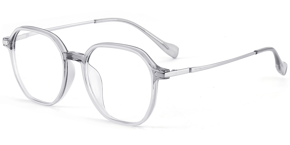 Acetate & Titanium Square Reading Glasses translucent-grey