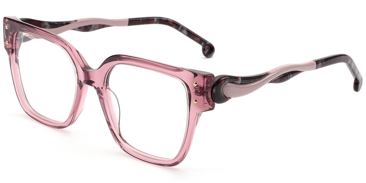 Acetate Square Reading Glasses translucent-pink