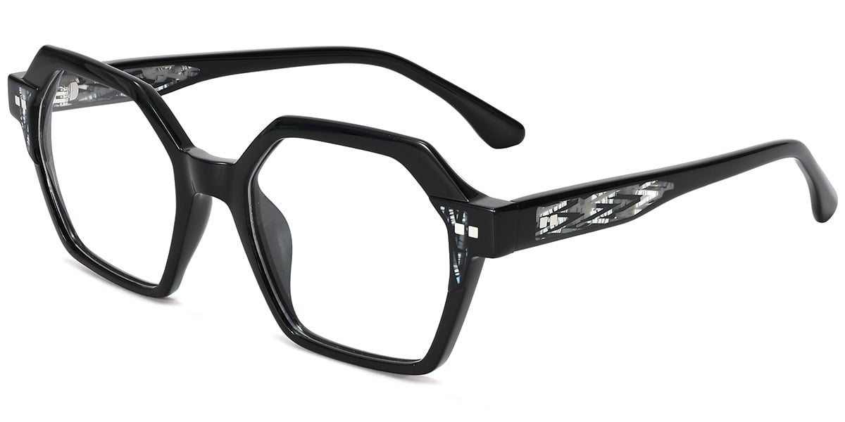 Acetate Geometric Reading Glasses pattern-black