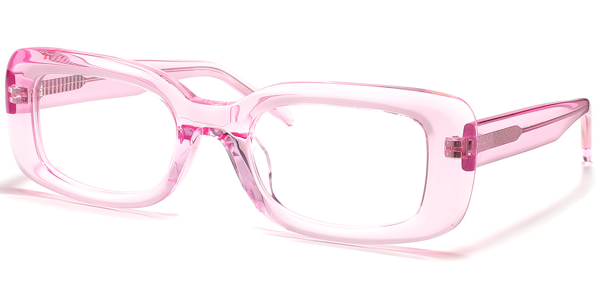 Acetate Rectangle Reading Glasses translucent-pink