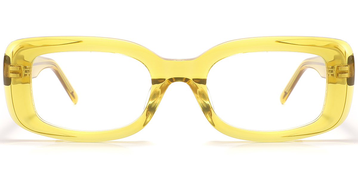 Acetate Rectangle Reading Glasses translucent-yellow
